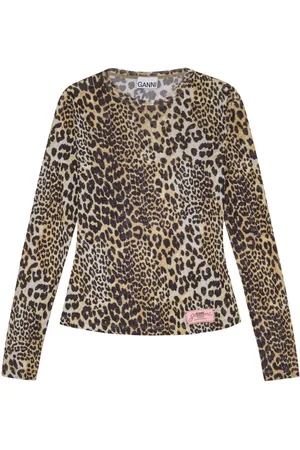 Ganni Oberteil mit Leoparden-Print