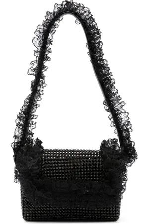 Self-Portrait Kristallverzierte Schultertasche mit Spitzendetail