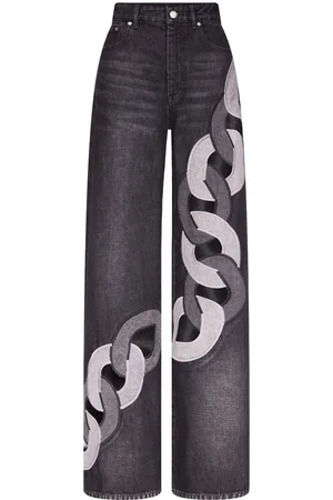 AREA Wide-Leg-Jeans mit Kettendetail