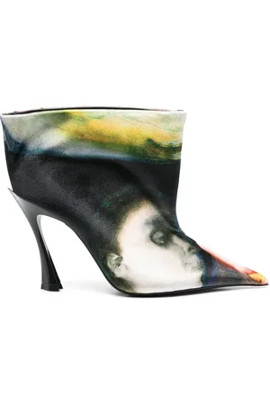 MUGLER X Ambera Wellmann Stiefel aus Samt mit Print 95mm