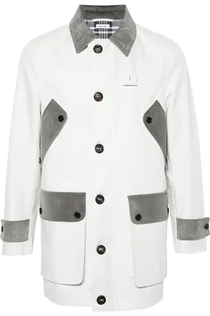 Thom Browne Einreihiger Mantel mit Cord-Besatz