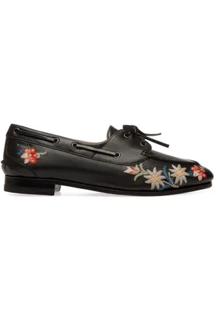 Bally Mokassins mit Blumenstickerei