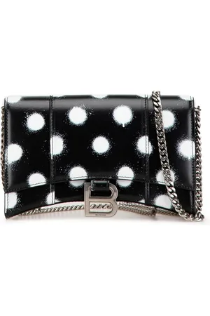 Balenciaga 2016-2024 Shiny Polka Dot Hourglass Umhängetasche aus Boxkalbleder