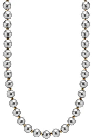 Nialaya Halskette mit Perlen im Metallic-Look
