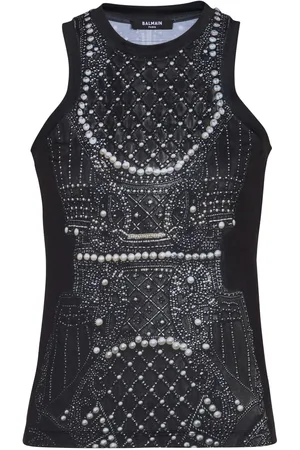 Balmain Tanktop mit Stickerei-Print