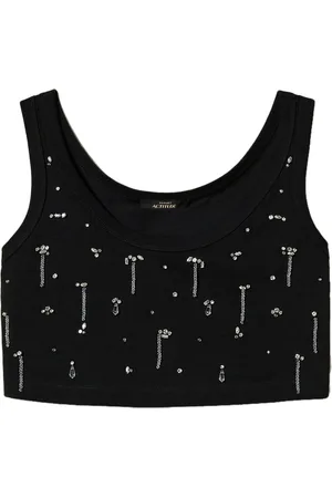 Twin-Set Cropped-Oberteil mit Kristallen