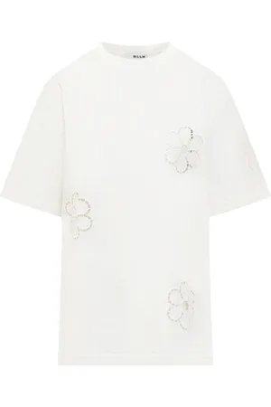 Msgm T-Shirt mit Blumenapplikation