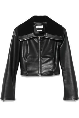 Alexander McQueen Lederjacke mit umgeschlagenem Kragen