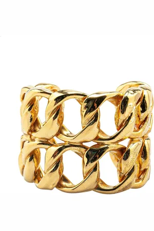 CHANEL 1980-1990 vergoldete Double Curb Row Cuff Armspange