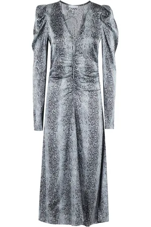 Ganni Kleid mit Python-Print