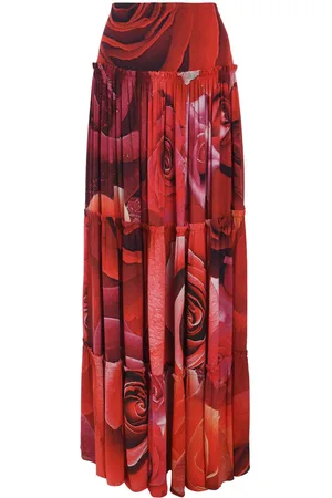 Roberto Cavalli Maxirock mit Rosen-Print