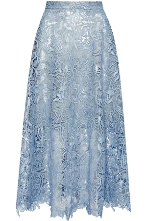 Oscar de la Renta Bellflower Guipure Midirock