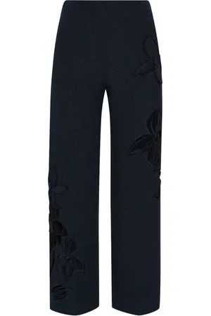Oscar de la Renta Bestickte Orchid Tweed-Hose