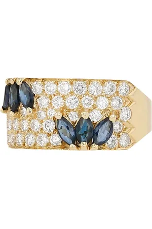 Van cleef Gelbgoldring mit Diamanten und Saphiren