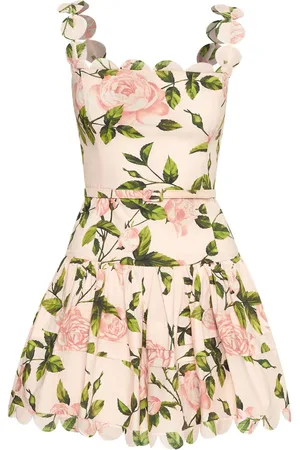 Oscar de la Renta Popeline-Minikleid mit Rosen-Print