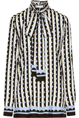 Oscar de la Renta Geometric Circle Seidentwill-Bluse