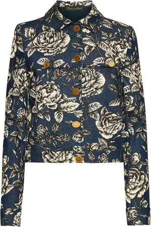 Oscar de la Renta Jeansjacke mit Rosen-Print