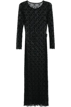 Marine Serre Beflocktes Mesh-Maxikleid