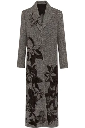 Oscar de la Renta Bestickter Orchid Wollmantel