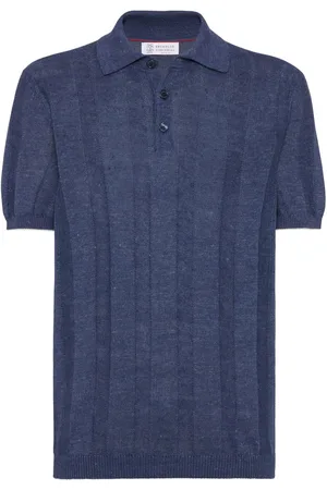 Brunello Cucinelli Geripptes Strick-Poloshirt