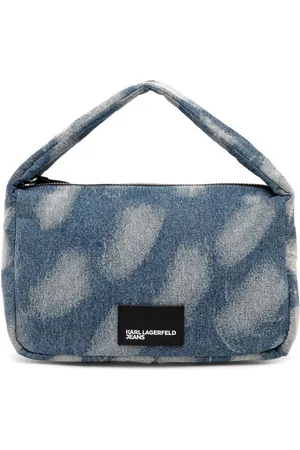 Karl Lagerfeld Tote Bag aus Denim mit Bleach-Effekt