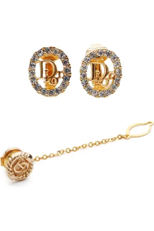 Dior 1990s-2000s Set aus Strass-Ohrringen und Anstecknadel
