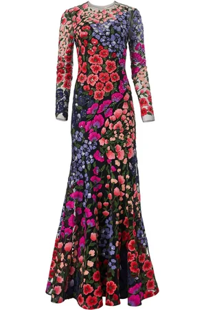 Carolina Herrera Robe aus Tüll mit Blumenstickerei