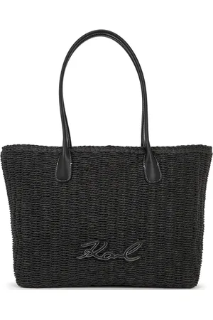 Karl Lagerfeld Kleine Signature Tote Bag aus Raffiabast