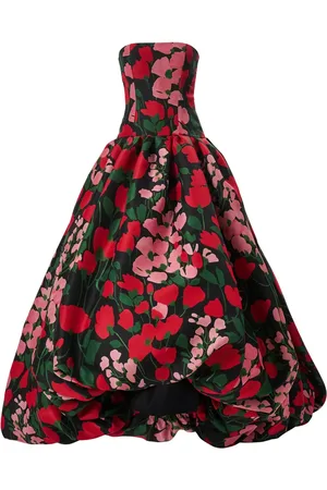 Carolina Herrera Schulterfreies Abendkleid mit Blumen-Print