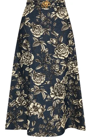 Oscar de la Renta Jeansrock mit Rosen-Print