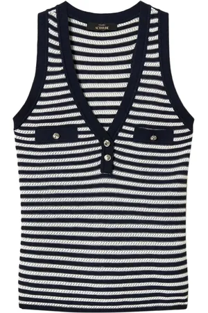 Twin-Set Gestreiftes Lurex-Strickoberteil