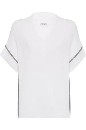 Brunello Cucinelli T-Shirt mit Monili-Borte