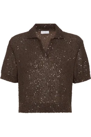 Brunello Cucinelli Poloshirt mit Pailletten