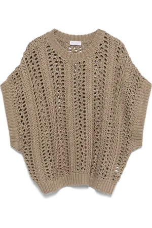 Brunello Cucinelli Pullunder aus geripptem Netz