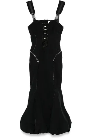 Marine Serre Maxikleid mit Knitterfalten
