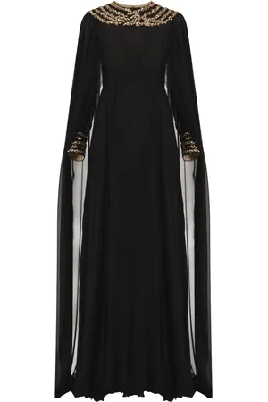 Dina Melwani Chiffon-Maxikleid mit Kristallen