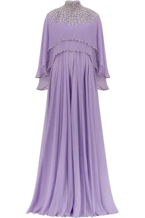 Dina Melwani Verziertes Abendkleid aus Chiffon