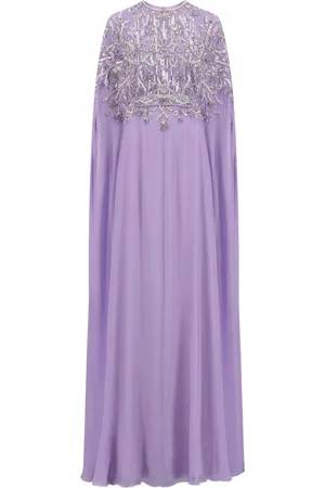 Dina Melwani Verziertes Abendkleid aus Chiffon
