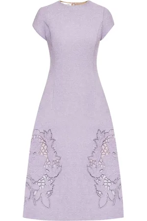 Oscar de la Renta Tweed-Midikleid mit Cut-Out