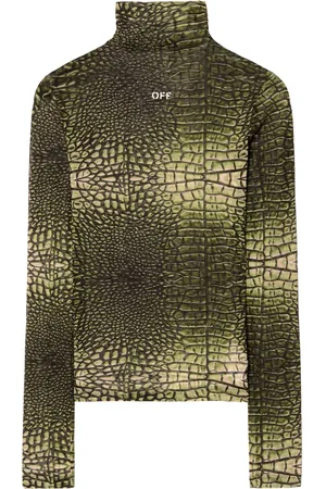 OFF-WHITE T-Shirt mit Kroko-Optik und Logo-Print