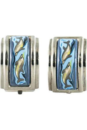 Hermès 20th Century Dolphin Emaille-Ohrclips