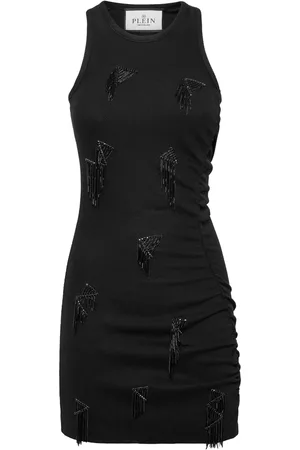Philipp Plein Geripptes Minikleid mit Fransen