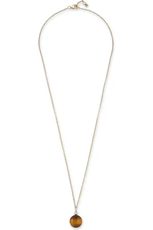 Mateo 14kt Tigerauge Gelbgoldhalskette mit Diamanten