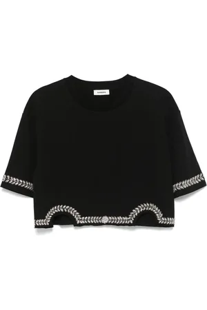 Sandro T-Shirt mit Kristallen