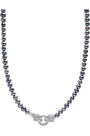 Nialaya Double Panther Head Choker mit Perlen