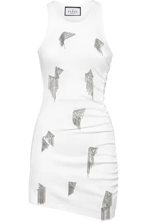 Philipp Plein Geripptes Minikleid mit Fransen