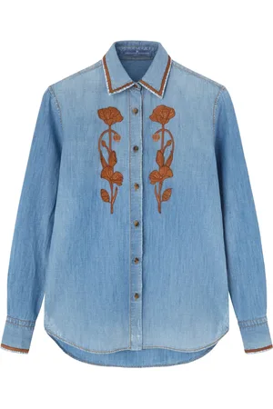 ERMANNO SCERVINO Jeanshemd mit Blumenstickerei