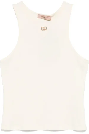 Twin-Set Fein geripptes Oval T Tanktop