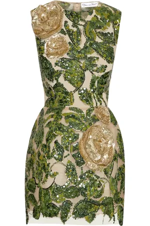 Oscar de la Renta Kleid mit English Rose-Stickerei