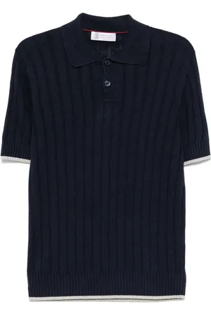 Brunello Cucinelli Poloshirt aus geripptem Strick